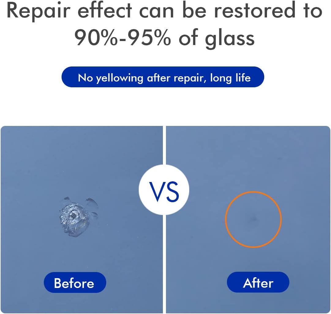 Windshield Repair Kit Applicable to All Models of Windshield, Window Punctate Damage Repair (Single Repairs Set)