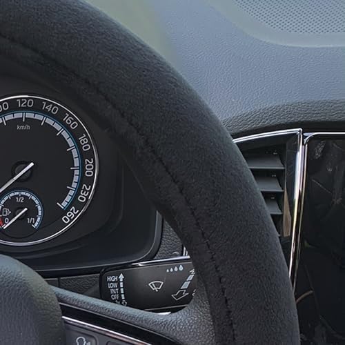 Fluffy Steering Wheel Cover, Short Plush Auto Accessories for Men and Women with Inner Ring Universal 15 Inch (Black)