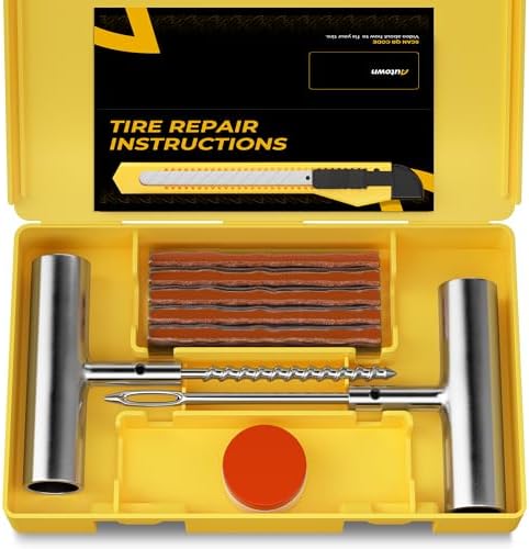 AUTOWN Flat Tire Repair Kit 15pcs, Heavy Duty Tire Plug Kit to Fix Puncture