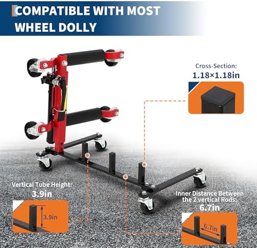 Car Dolly Storage Rack - Heavy Duty 4 Wheel Dolly Holder with 360° Swivel Casters, Universal Jack Stand Organizer for Garage Workshop Auto Repair Shop, Space Saving Tool Storage