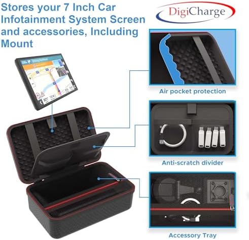 Digicharge Carrying Case for CarPlay and Android 7 Inch Car Screen | Compatible with Yongeid, PASLDA, Buonaldea Infotainment System and Accessories, Touch Screen Storage Holder