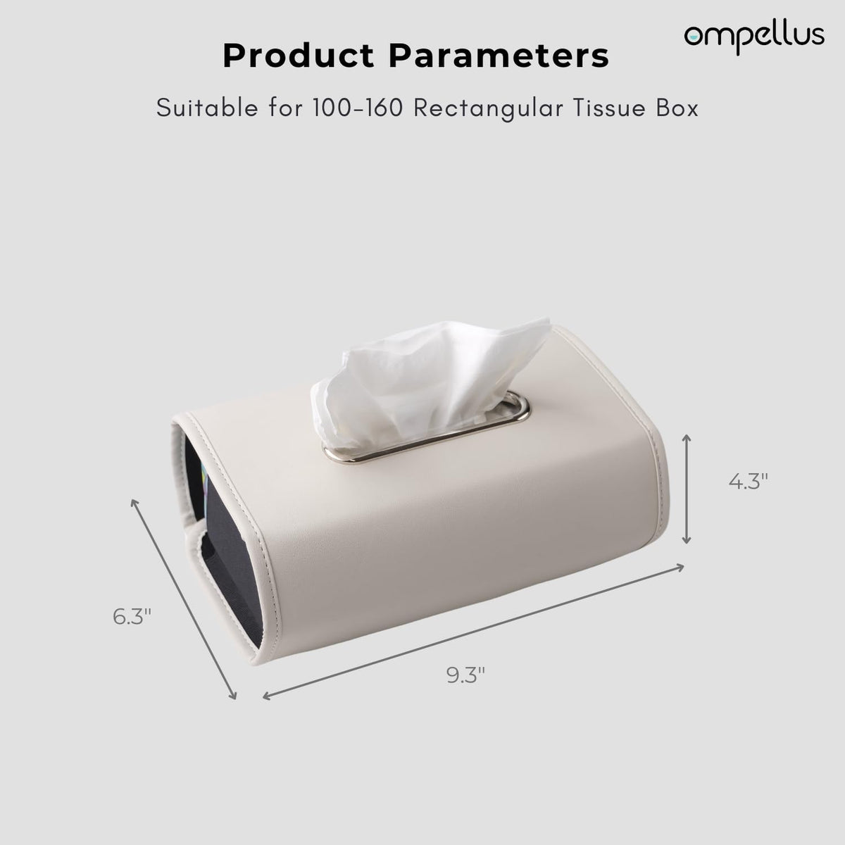 Car Tissue Holder, Ompellus Premium PU Leather Tissue Box Holder for Car Seat Back, Extra Large Tissue Box Cover Rectangle Fits for Regular Size Tissues (Beige)
