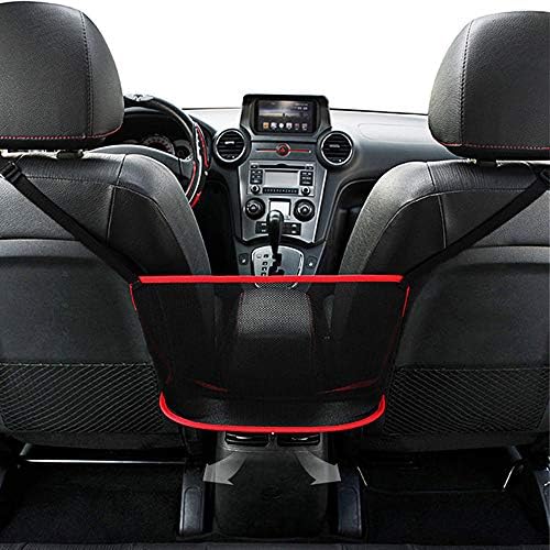 QBUC Car Net Pocket Handbag Holder, Mesh Cargo Car Storage Universal Storage Bag for Handbag Bag (Red)