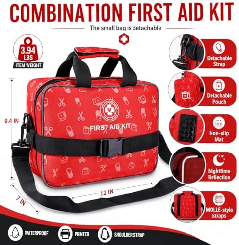 All-in-One Premium 530 Piece Emergency First Aid Kit, Large Medical Kit for Home, Car, Camping, Travel, Hiking, Sports & Outdoor