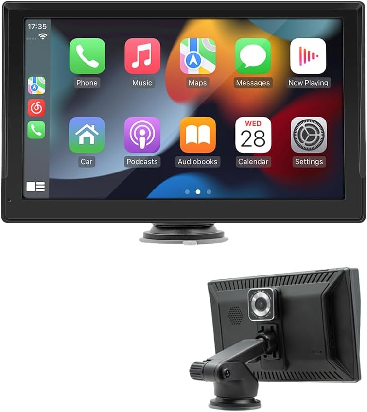 9" Wireless Carplay Screen for Car, Portable Car Play Screen with Carplay & Android Auto,Dash Cam, Mirror Link, Bluetooth, FM Transmitter