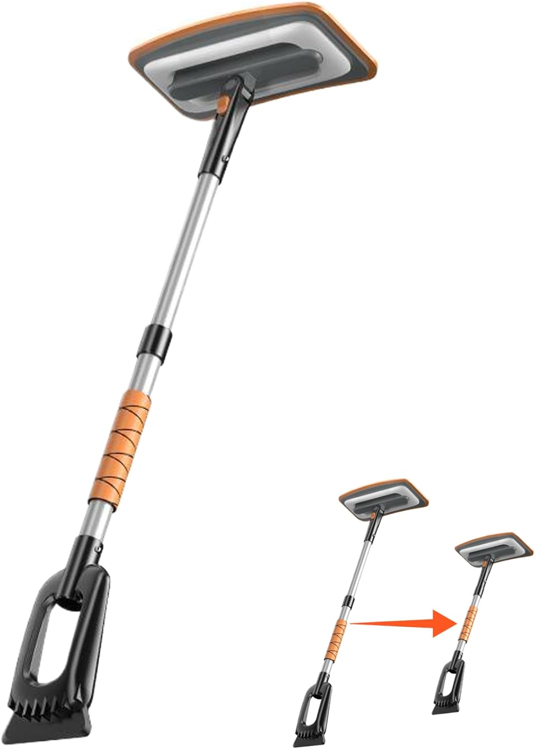 Car Snow Brush Extendable 360° Rotation with ABS Shovel Sponge Handle Ergonomic Lightweight for Vehicles Trucks SUVs