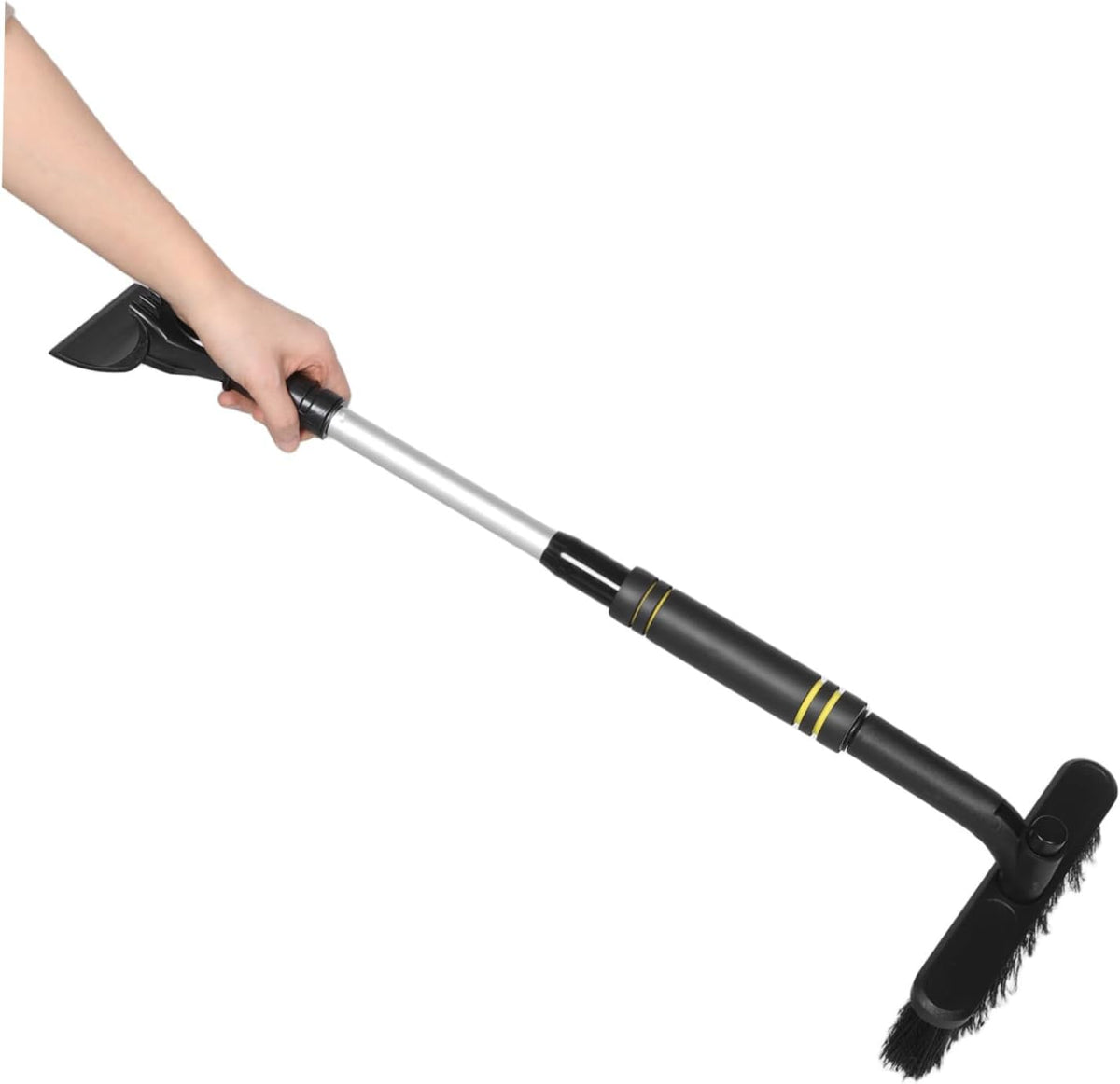 Luxshiny Extendable Snow Brush and Ice Scraper for Cars, Black Plastic