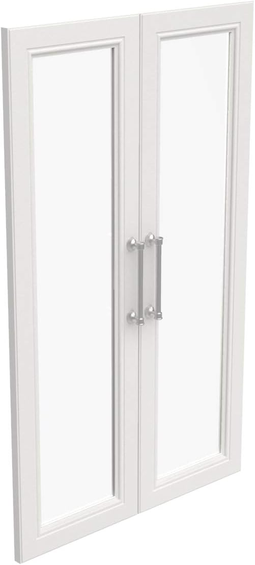 ClosetMaid Modular Storage Pair Set, 2 Glass Pane Doors, Wood Closet Organizer Shaker Style, Add On Accessory for Shelf Units, White, 34.88" H x 21.02" W x 1.81" D