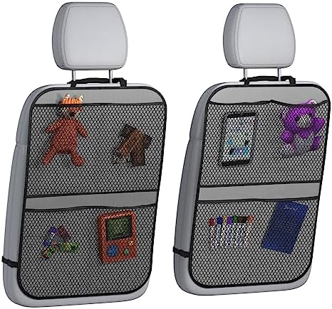 lebogner Back Seat Cover for Kids, 2 Pack Kick Mats Backseat Protector, Car Interior Travel Accessories Waterproof Kick Guard for Vehicles to Protect from Dirt, Mud & Scratches of Kids Feet, Beige