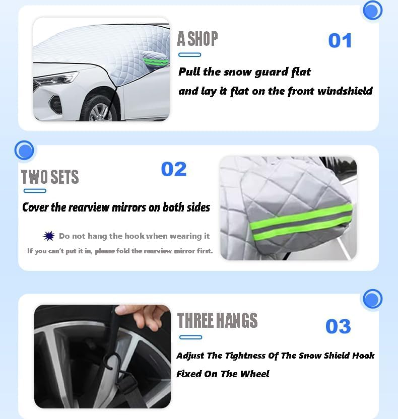 Car Windscreen Covers for Buick Excelle 2018-2023 Car Frost Windscreen Cover with Side Wing Mirror Cover Car Windshield Snow Cover Against Snow Frost UV Dust B 245 * 145(Normal/A 230 * 145)