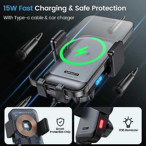 APPS2Car Wireless Car Charger Mount CD Slot Auto Clamping 15W Fast Charging