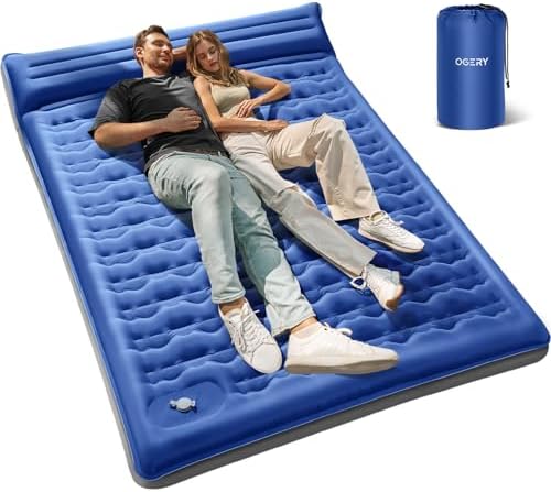 OGERY Sleeping Pad for Camping, 6" Extra-Thick Reinforced Camping Sleeping Pad with Pillows & Built-in Foot Pump, Ultralight Self Inflating Air Mattress Mat for Tent Hiking Essentials Gear
