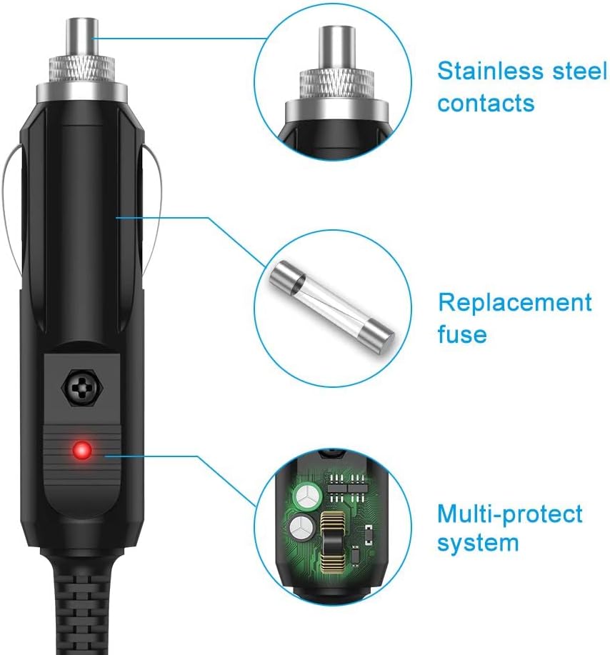 12V DC Car Charger for Portable DVD Player DBPOWER Sylvania RCA