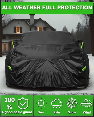 Car Cover Custom Fit for Ford Mustang 2005-2026, Waterproof All Weather GT Cover Outdoor Dustproof Shelby Coupe Cover with Door Zipper Black