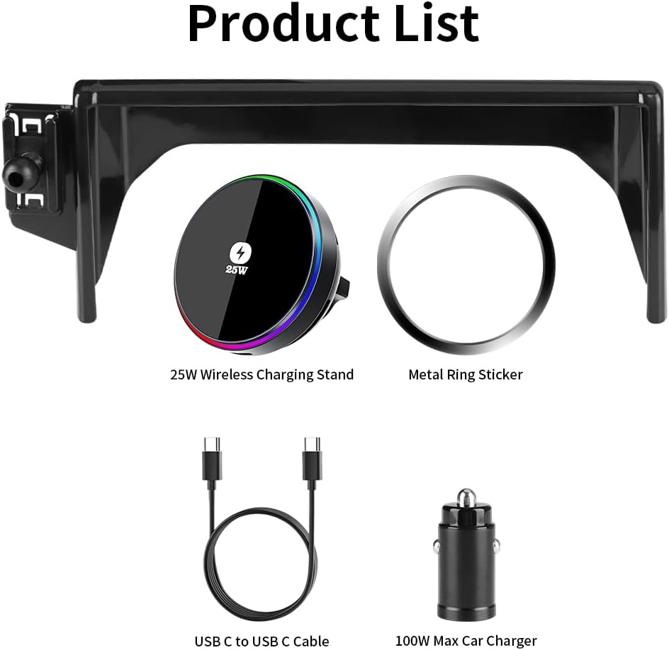 Qi2.2 Max 25W Fast Wireless Car Charger Phone Holder for Toyota RAV4 2019-2025 [ 7/8 inch Touch Screen ] Auto Accessories Magnetic Cell Phones Mount Cellphone Charging Compatible with MagSafe