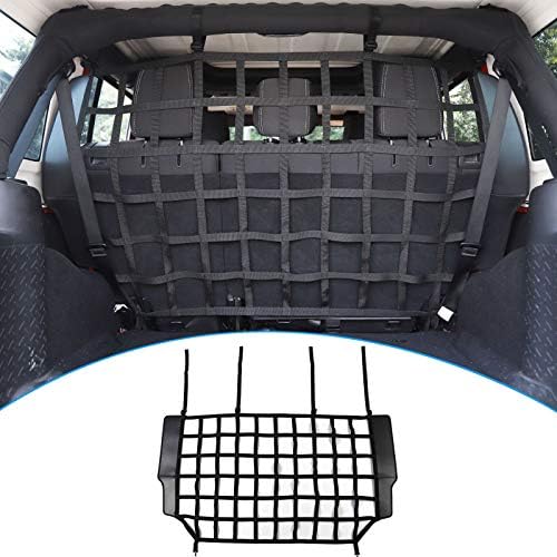 RT-TCZ Car Rear Trunk Organizer Isolation Cargo Net, Mesh Dog Barrier Divider Net for Jeep Wrangler JKU & JLU 4 Door 2007-2023