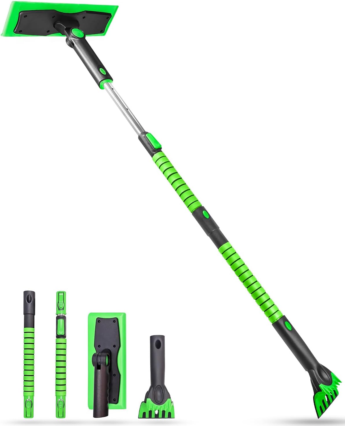 SEAAES 55 Inch Snow Broom and Ice Scraper for Windshield, Extendable Snow Brush with Foam Grip, Snow Ice Removal for SUV Truck Window