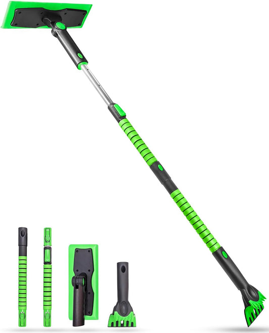 SEAAES 55 Inch Snow Broom and Ice Scraper for Windshield, Extendable Snow Brush with Foam Grip, Snow Ice Removal for SUV Truck Window