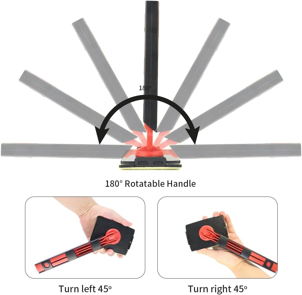 Car Windshield Cleaning Tool, Window Cleaner Microfiber Pads, Extendable Handle Glass Wiper, Interior Exterior Window Cleaning Kit, Wiper Brush for Cars and Windows, Reusable