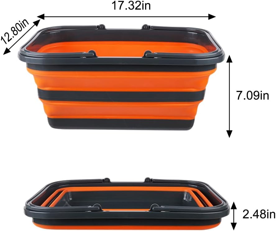 Monozuki Collapsible Sink 4.8Gal/18.1L, Heavy Duty Foldable Basin with Handles for Camping, Car Wash, Kitchen – Also Use as Storage Basket for Home, Garage, RV(Grey)