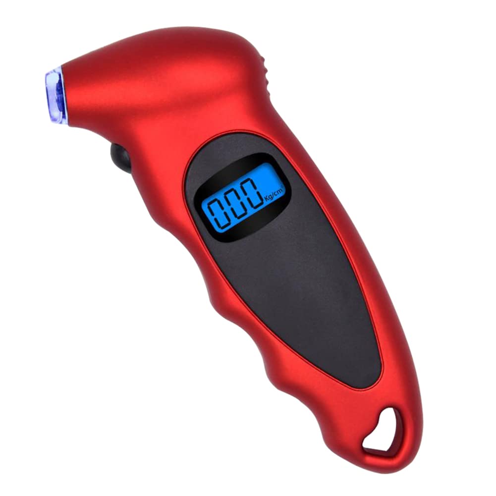 Digital Tyre Air Pressure Gauge, Easy to Read LCD Display Digital Tire Pressure Reader, Accurate Digital Tire Pressure Meter for Car Trucks and Bicycles, Fast and Accurate Readings, Red