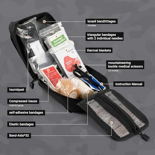 IFAK Trauma Kit with Tourniquet, 4-Inch Israeli Bandage, First Aid Kit for Car, Camping, Hiking and Travel with Molle Bag