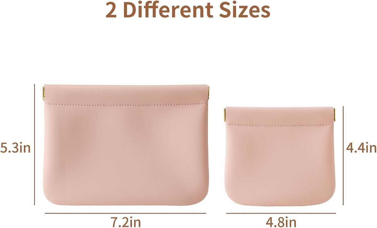 2 Pack Small Makeup Bag for Purse, Cosmetic Travel Pouch, Pink
