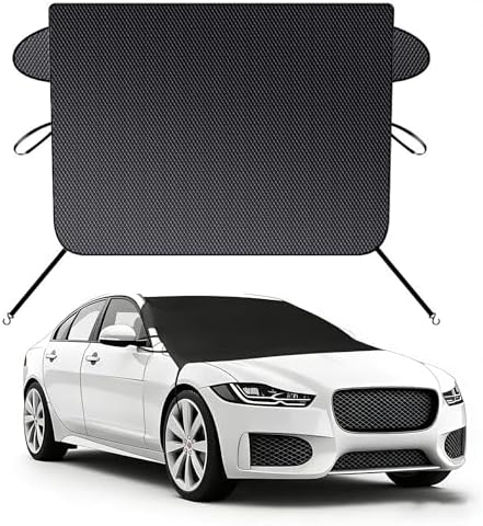 Car Windshield Cover for Ice and Snow - Universal Fit for Cars, SUVs, Trucks, Heavy Duty Oxford Fabric Frost Protector for Ice and Snow,Triple-Window Cover (Oxford Cloth - Black)