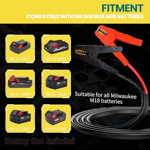 Jumper Cables for Milwaukee M18 18V Battery,2FT 8AWG Booster Cable