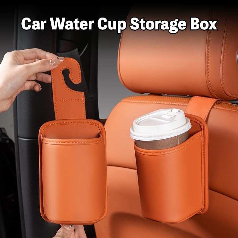2-Pack Cup Holders for Car Seat Back Premium Nappa Leather Organizer with Drink Holders Easy Install for Families & Road Trips (Black)