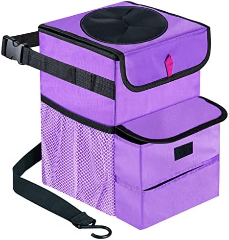 Car Trash Can Foldable Garbage Bin Leakproof 3 Gallons Purple