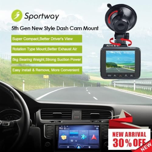 Sportway S503 Pro Dash Cam Mount (5th Gen) 360°+180° Secure Adjustable View