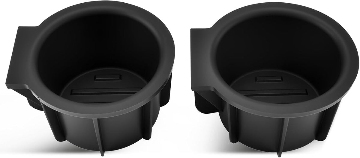2 PCS Front Console Cup Holder with Flow Through Console Inserts Replacement Black TPE Compatible with 2009-2014 F150 Repalce 9L3Z-1513562-CB