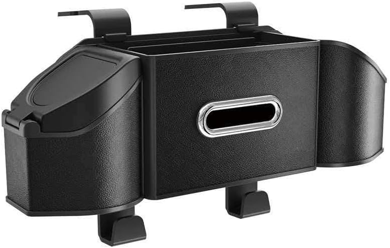 Car Back Seat Organizer, Car Tissue Holder, Cup Holder for Car - 2026 Upgrade 4-in-1 Leather Organizer & Storage Box for Phone, Snacks, Drinks, Handbag. Keep Your Ride Clean (Black)