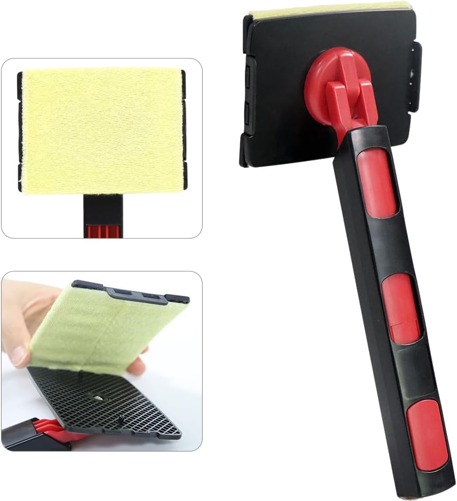 Car Windshield Cleaning Tool, Window Cleaner Microfiber Pads, Extendable Handle Glass Wiper, Interior Exterior Window Cleaning Kit, Wiper Brush for Cars and Windows, Reusable