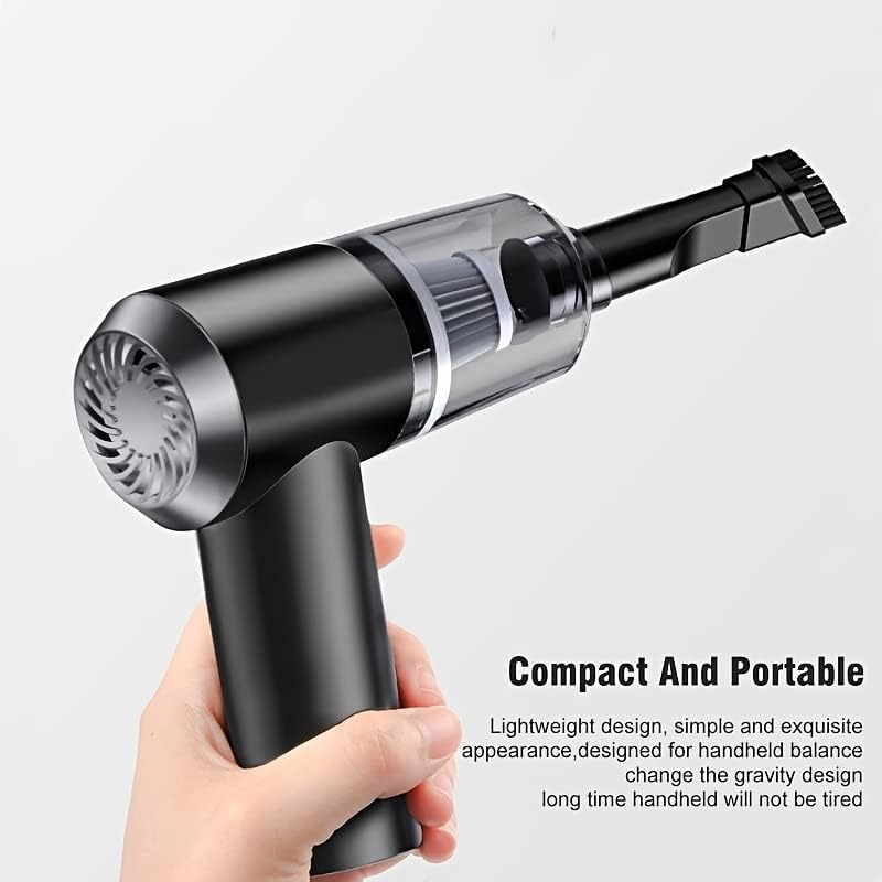 KIUIOPNE Portable Car Vacuum Cleaner, Rechargeable Handheld Automotive Vacuum Cleaner for Car Wireless Dust Catcher Cyclone Suction (Black)