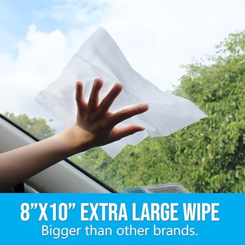 Air Jungles Bundle: Glass & Window Cleaner Wipes (70 Count) + 3-in-1 Leather Cleaner Wipes (70 Count), Extra Large 8" x 10"