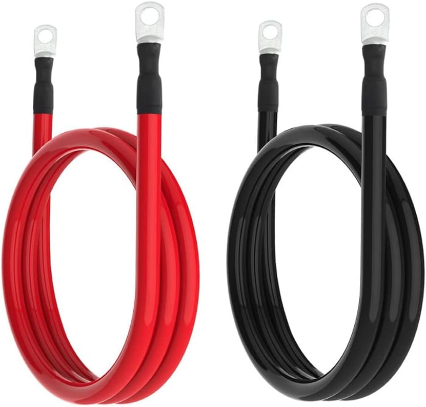Battery Cables Set 4AWG 3.3 FT, 40-Inch Power cord Battery inverter jumper cables 40in with 3/8" Lugs Terminals (1 Positive & 1 Negtive) for Car Marine Solar ATV Lawn Mower RV Motorcycle