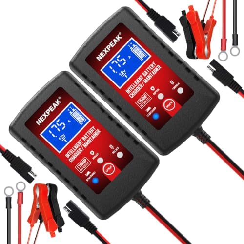 2-Pack 1.75A Car Battery Charger 6V &12V Battery Maintainer Trickle Charger