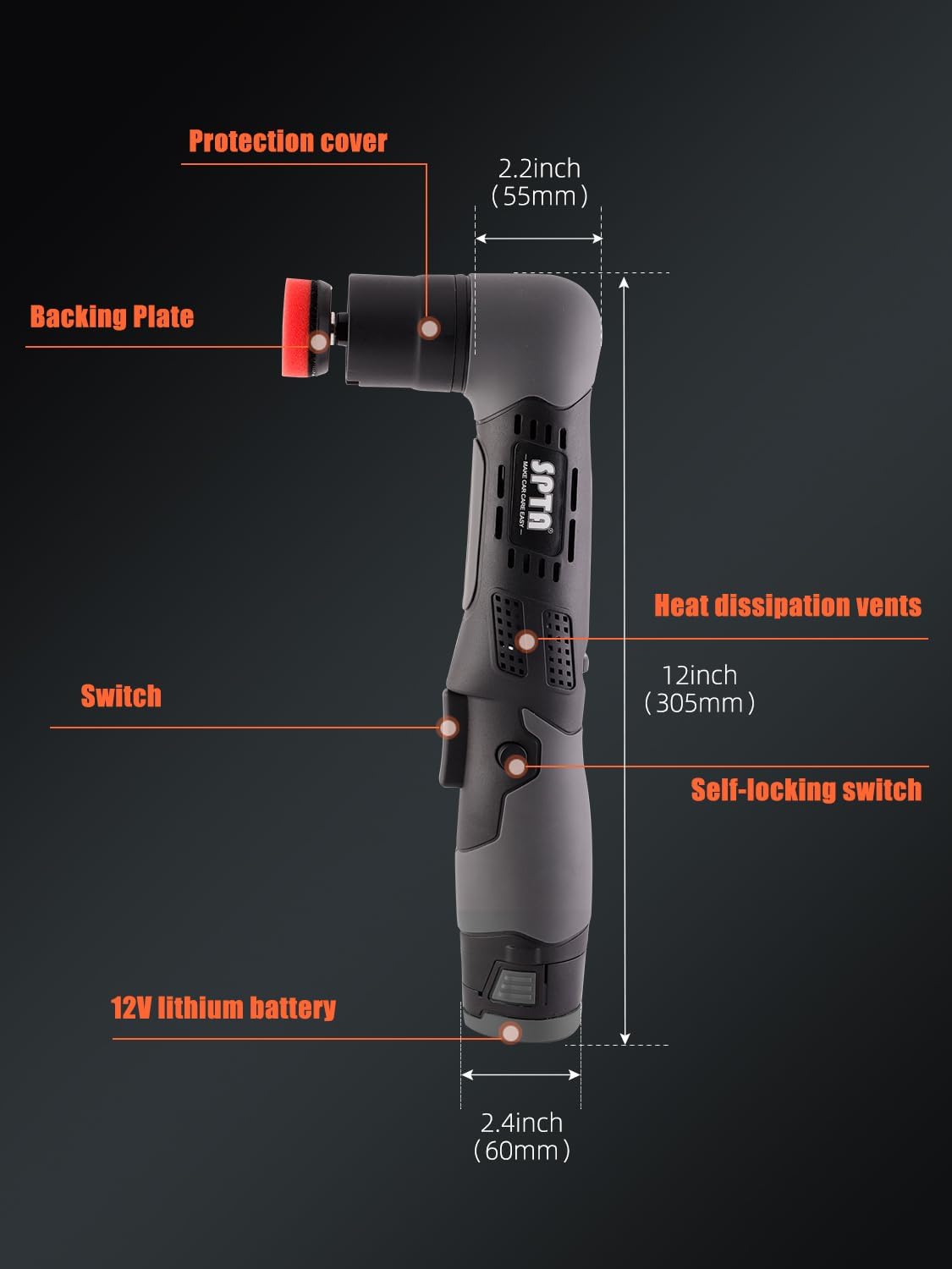 SPTA Cordless Mini Polisher, 12V Cordless Multi Polisher, Micro Cordless Scratches Killer Car Polisher RO/DA Mini Auto Machine Sets With Polishing Pad And Wool Pads for polishing, Sanding and Cleaning