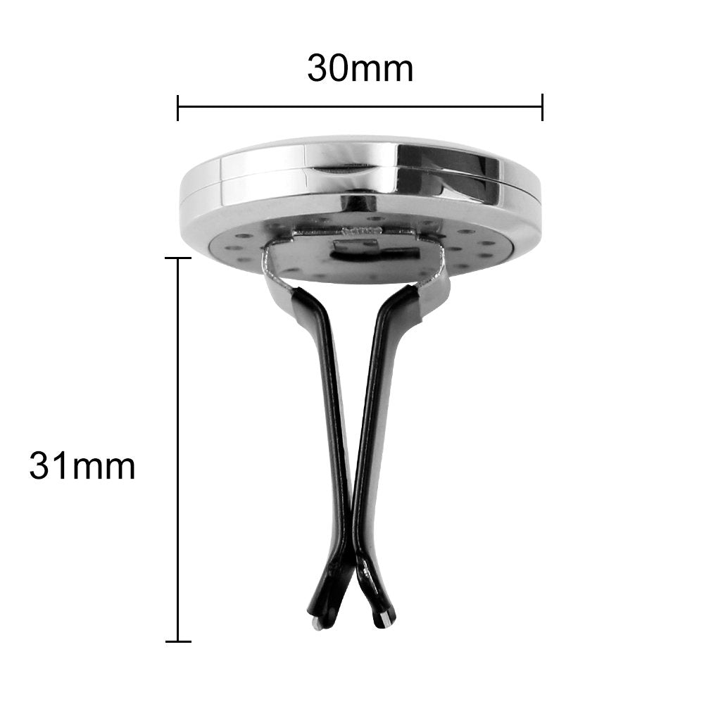 RoyAroma Car Air Freshener, 2PCS 30mm Car Aromatherapy Essential Oil Diffuser Stainless Steel Cars Diffuser with Vent Clip 12 Felt Pads
