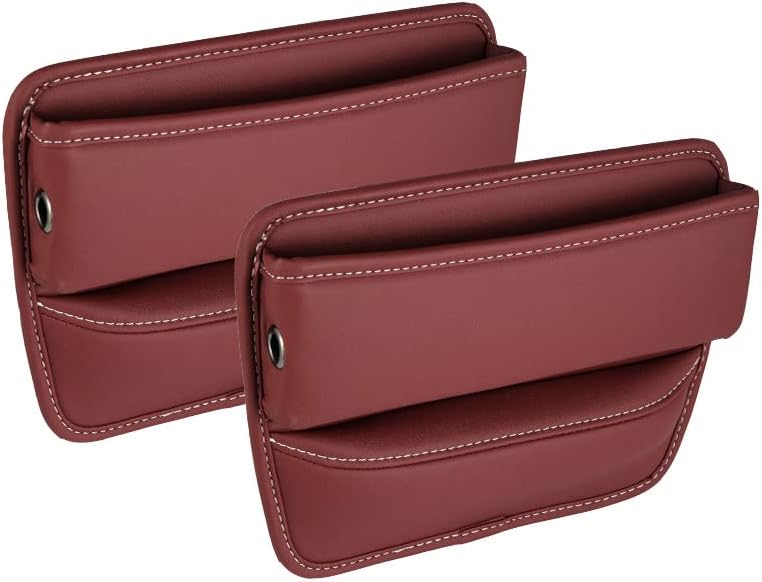 Riloer Car Organizers for Gap Leather Waterproof Car Seat Gap Fillers for Cars, Suvs, Trucks, Front Seat Gap Fillers for Phones, Keys, Cards, Glasses, Red