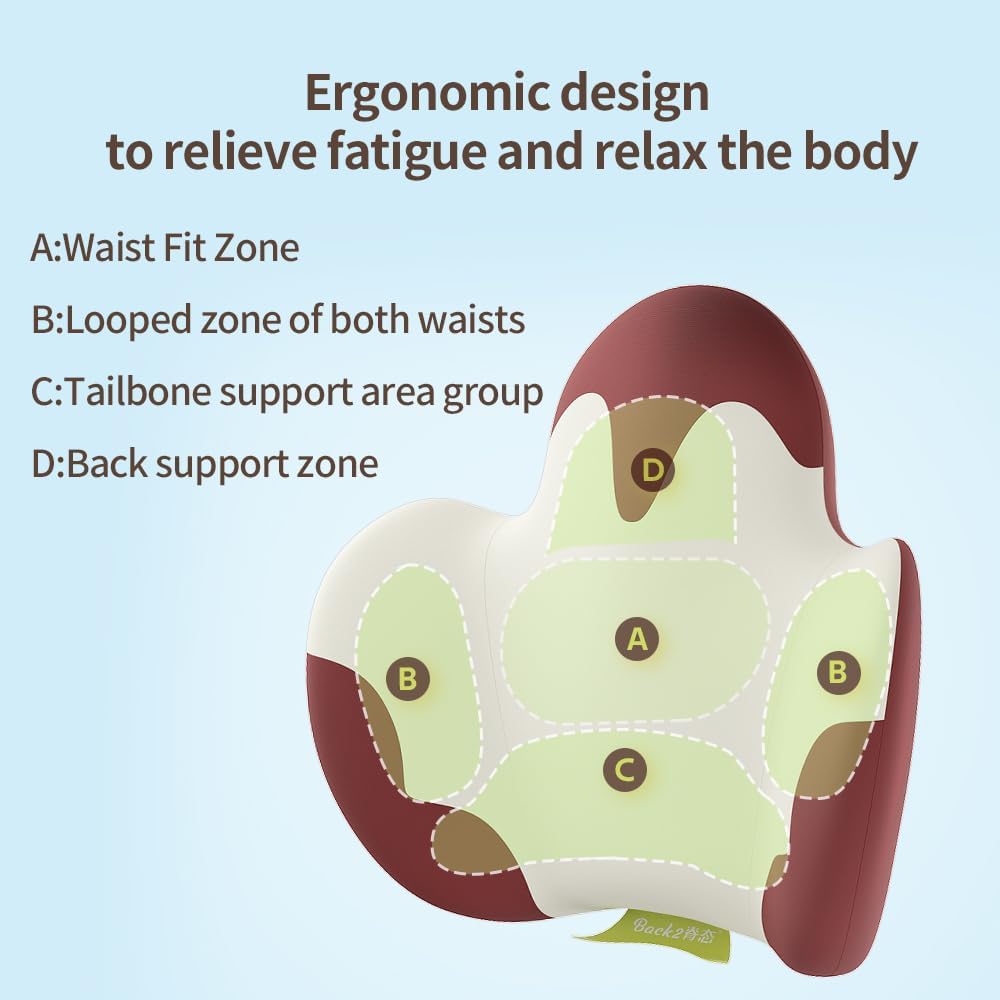 Lumbar Support Pillow for Office Chair, Gaming Chair, Car Driver Seat Back Cushion, Bed & Couch, Gifts for Friends and Parents,Ergonomic Back Support Pillow with Comfortable Memory Foam(Red/White)
