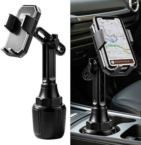Cup Phone Holders for Your Car,Car Cup Phone Holder, Rotatable & Adjustable Long Neck Car Cup Holder Phone Mount, Auto Interior Smartphone Expander Mount Accessories for Most Vehicles