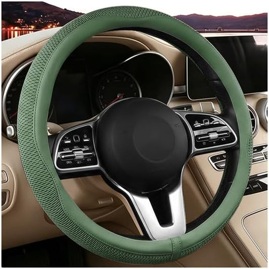 14.5-15 Inch Ice Silk Steering Wheel Cover, Green