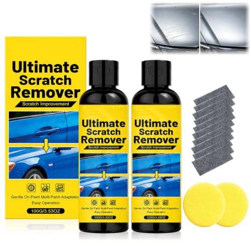 2PCS Car Scratch Remover,Car Scratch Repair Paste with Applicator Sponge,Quick Fix Removal Paste for Deep Scratches,Plastic Polish Scratchs Removers,Safe for All Paint Colors