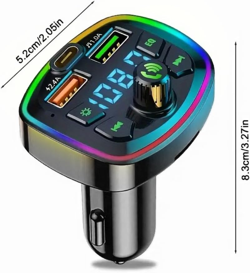 Universal Wireless Car Kit FM Transmitter – High-Fidelity Bluetooth Speakers for Cars, Plug-and-Play Stereo Sound System with Dual USB Charging Ports & Clear FM Broadcast