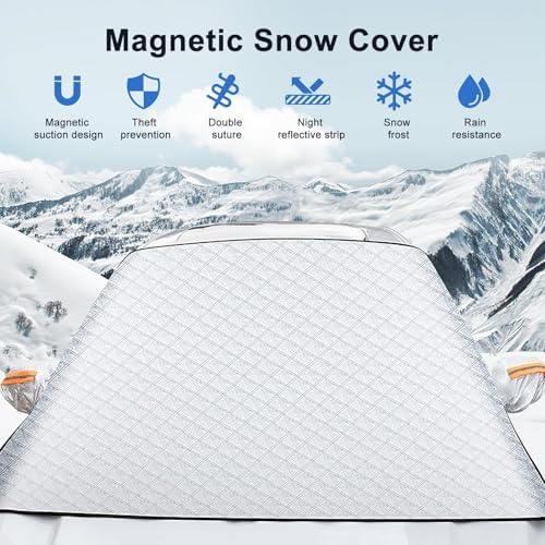 Car Windshield Snow Cover Magnetic Winter Cover for Buick Envista/Chevy Chevrolet Trax 2024 2025, Foldable Anti-Snow Cover with Side Mirror Protector Automotive Exterior Accessories