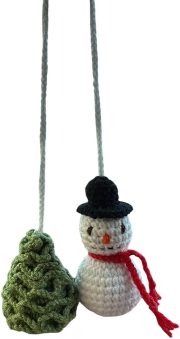 Crochet Christmas Car Mirror Hanging, Knitted Handmade car Mirror Charm, Crochet Gift, Car Accessories for Women, Cute Car Decor, Christmas House Decor (Cute Winter Gnom)