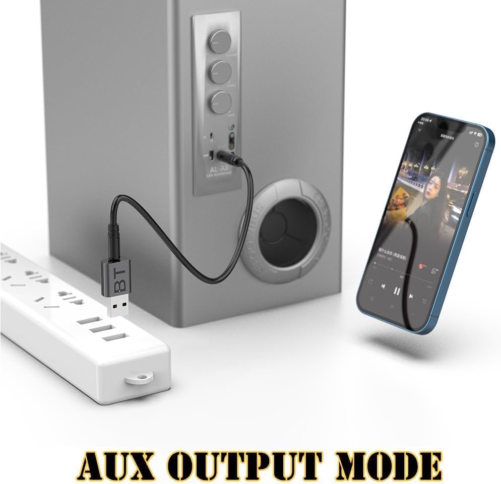 USB Bluetooth Car Kit,Mini 5.4 Bluetooth Receiver Adapter,2-in-1